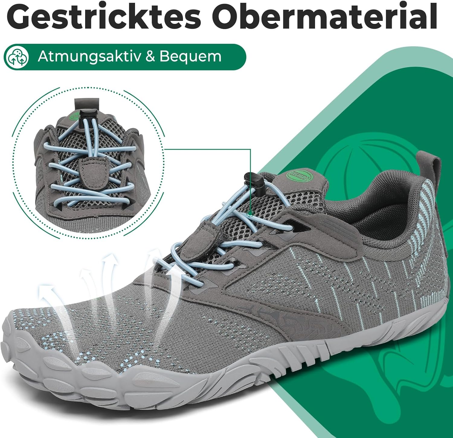 Detalle de SAGUARO Knit Barfußschuhe – rutschfeste Barfußschuhe mit Zero-Drop, Gr. 36–48