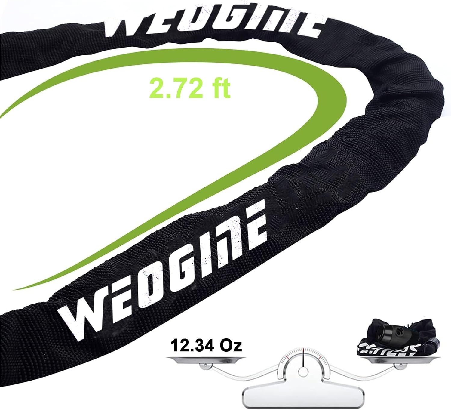 Detalle 1 de Weogine WCS-black4-1 Bike Chain Lock, 2.72 ft, 4mm Chain, 3 Keys