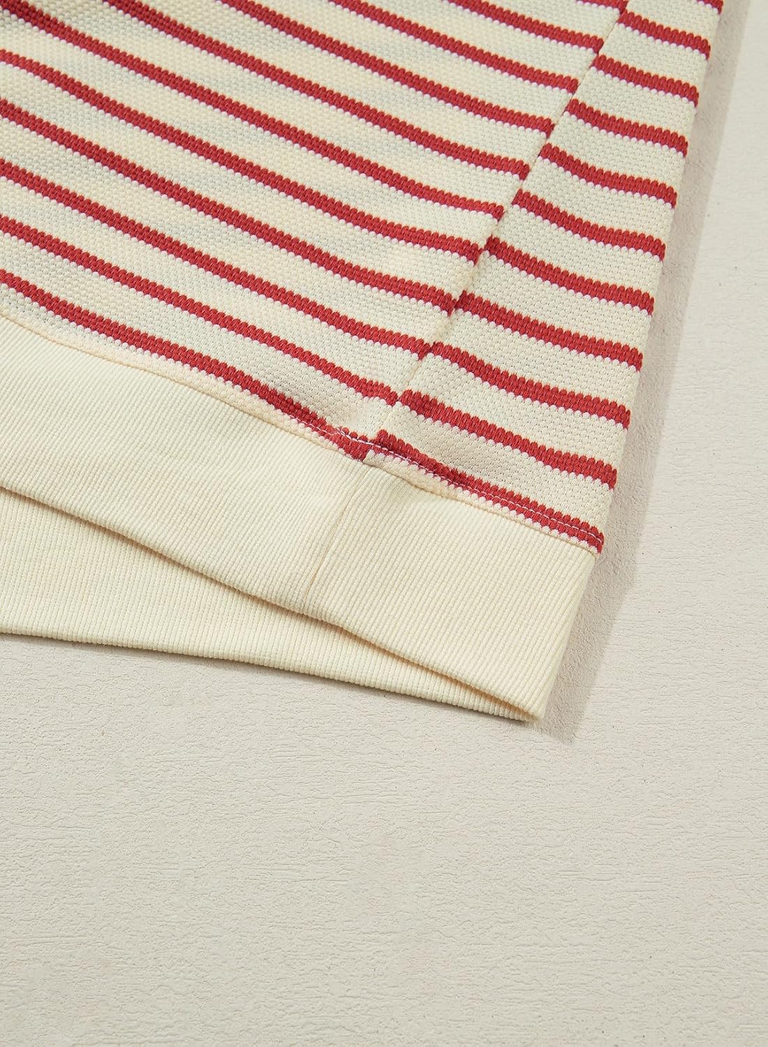 Detalle de SHEWIN Women Summer Loose Fit Top: Trendy Rib Knit Stripe Shirt (2026)