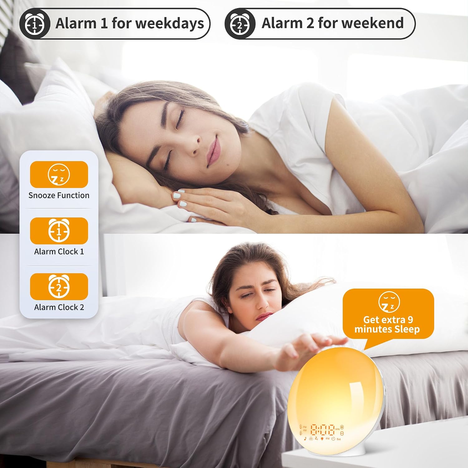 Thumbnail 1 de ARTINABS Sunrise Alarm Clock with 11 colours and FM radio ⏰