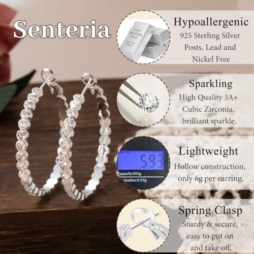 Thumbnail 1 de Senteria Sterling Silver Heart Hoop Earrings for Women