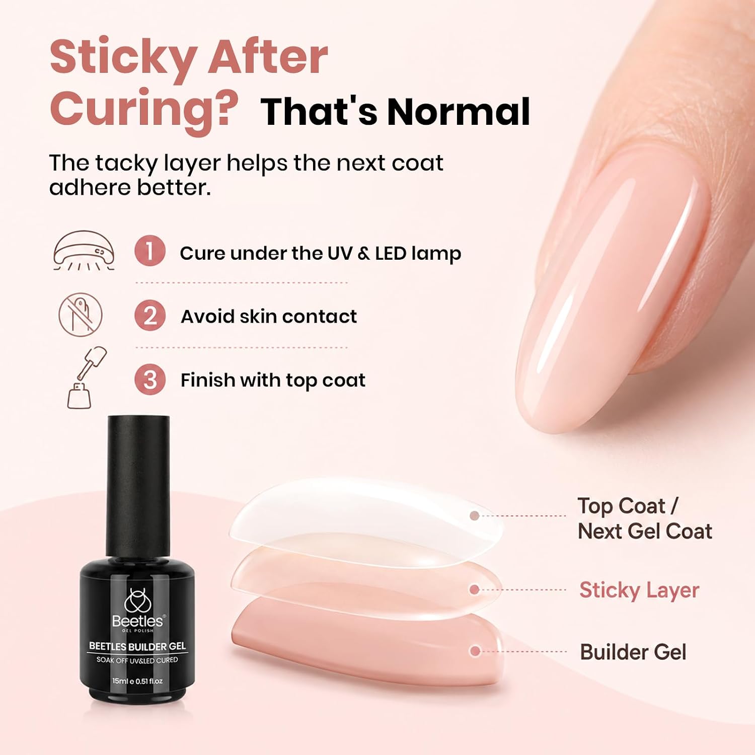 Detalle 2 de Beetles Builder Gel for Nails: 8-in-1 Natural Nude for Instant Apex & Strength