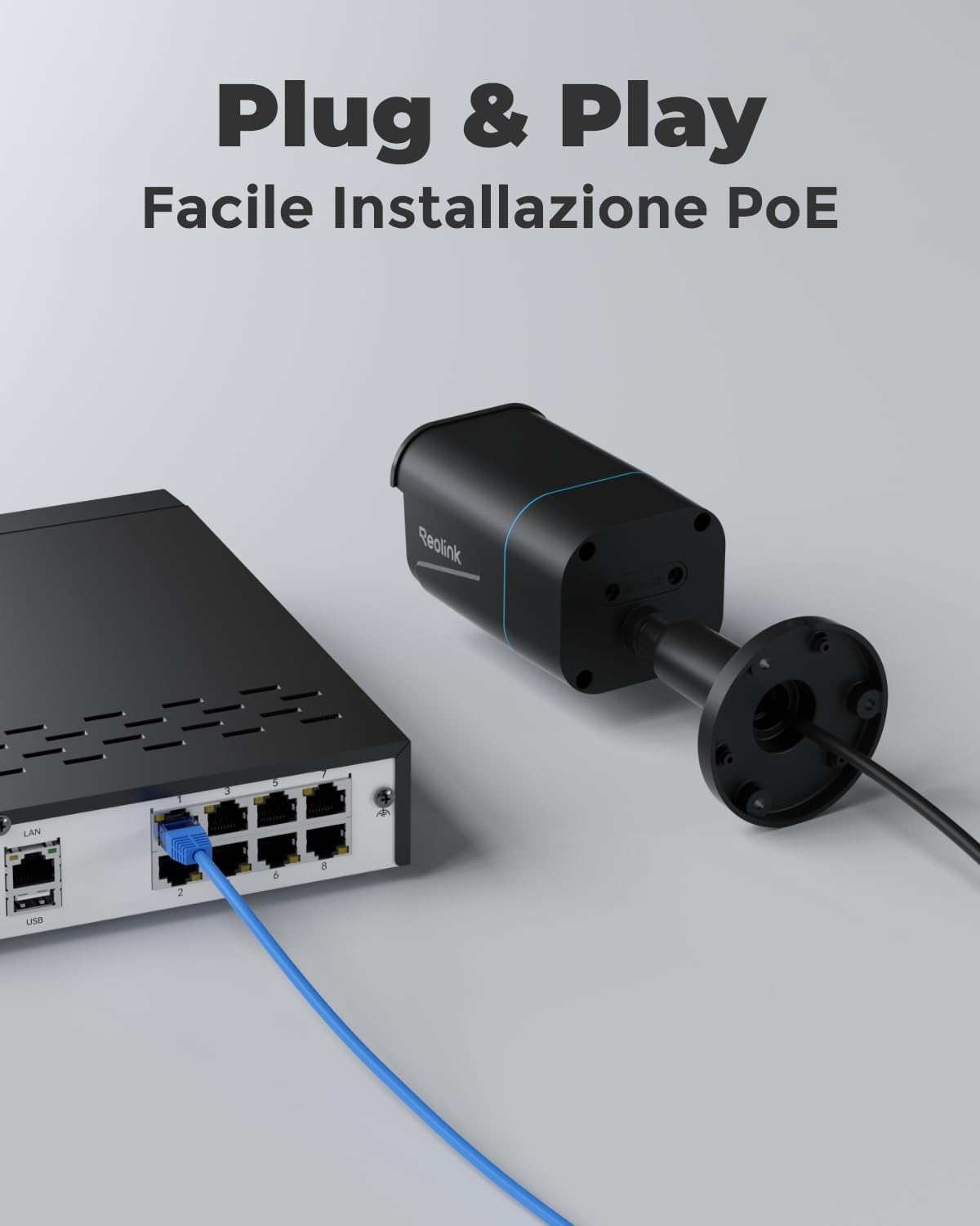Detalle de Reolink 4K PoE Kit Videosorveglianza Esterno RLK8-800B4: 4 telecamere, NVR 8CH, 2TB, IP67