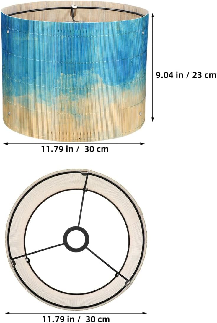 Thumbnail 3 de Hemobllo Lampenschirm Aus Bambus – Trommelform, 11.81 Zoll, Aquarell-Farbverlauf