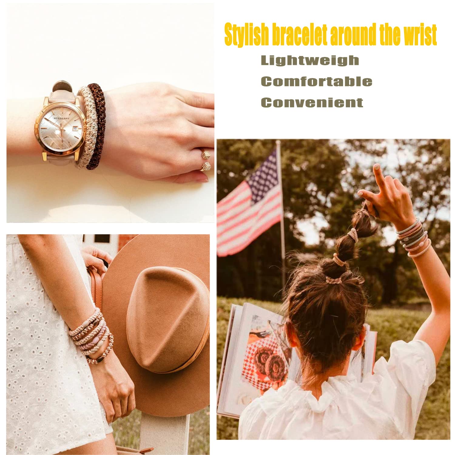 Detalle de AXEN 8er-Pack Elastische Haargummis aus Baumwoll-Braid für Damen – Weiche, feste Ponytail-Halter für dickes und lockiges Haar