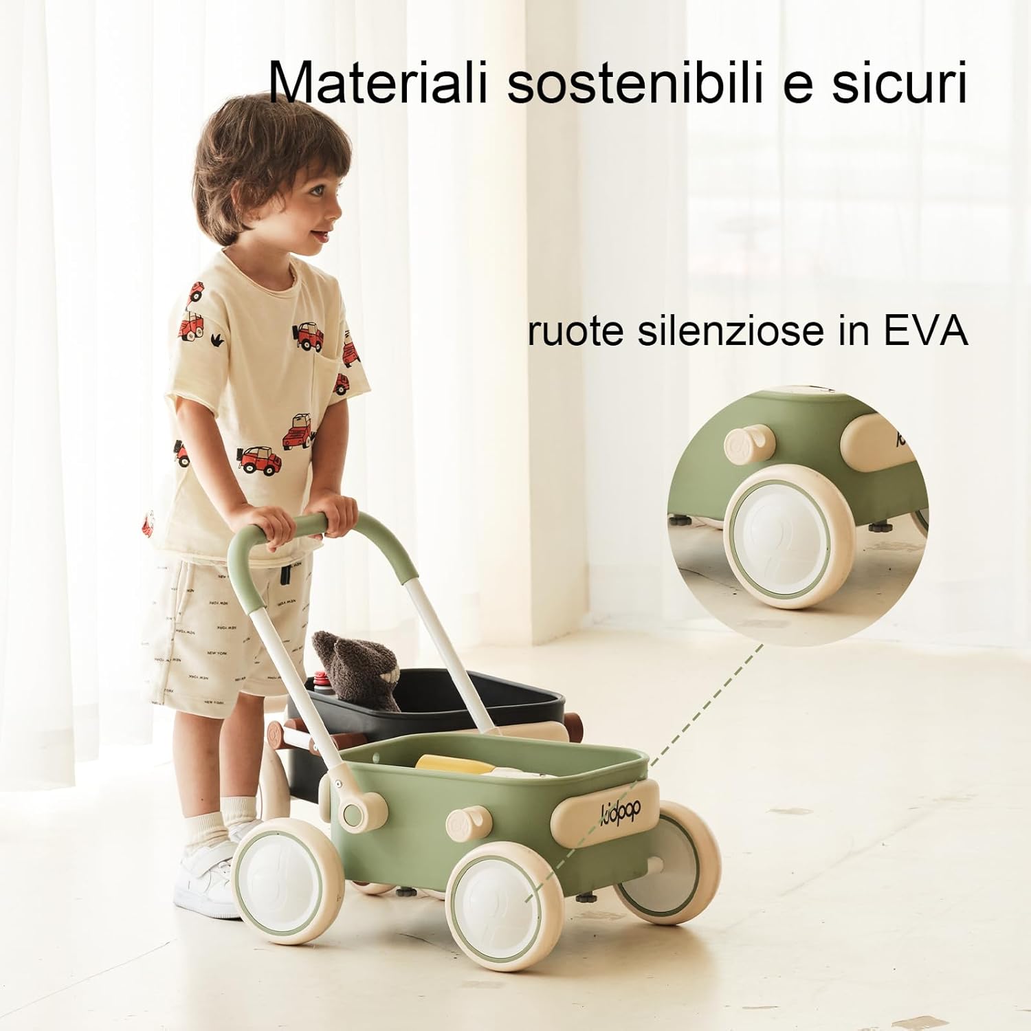 Thumbnail 2 de Kidpop PULA girello 2 in 1 per bambini 6-18 mesi, carrello portaoggetti fino a 15 kg (verde)