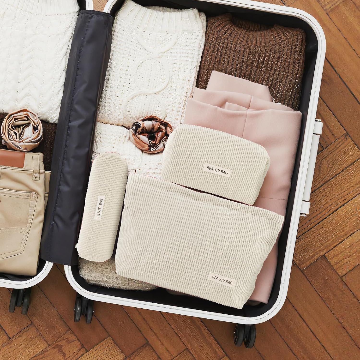 Thumbnail 6 de Kosmetiktasche Damen 3 Stück – Kulturtasche mit Reißverschluss in Beige, 3 Größen