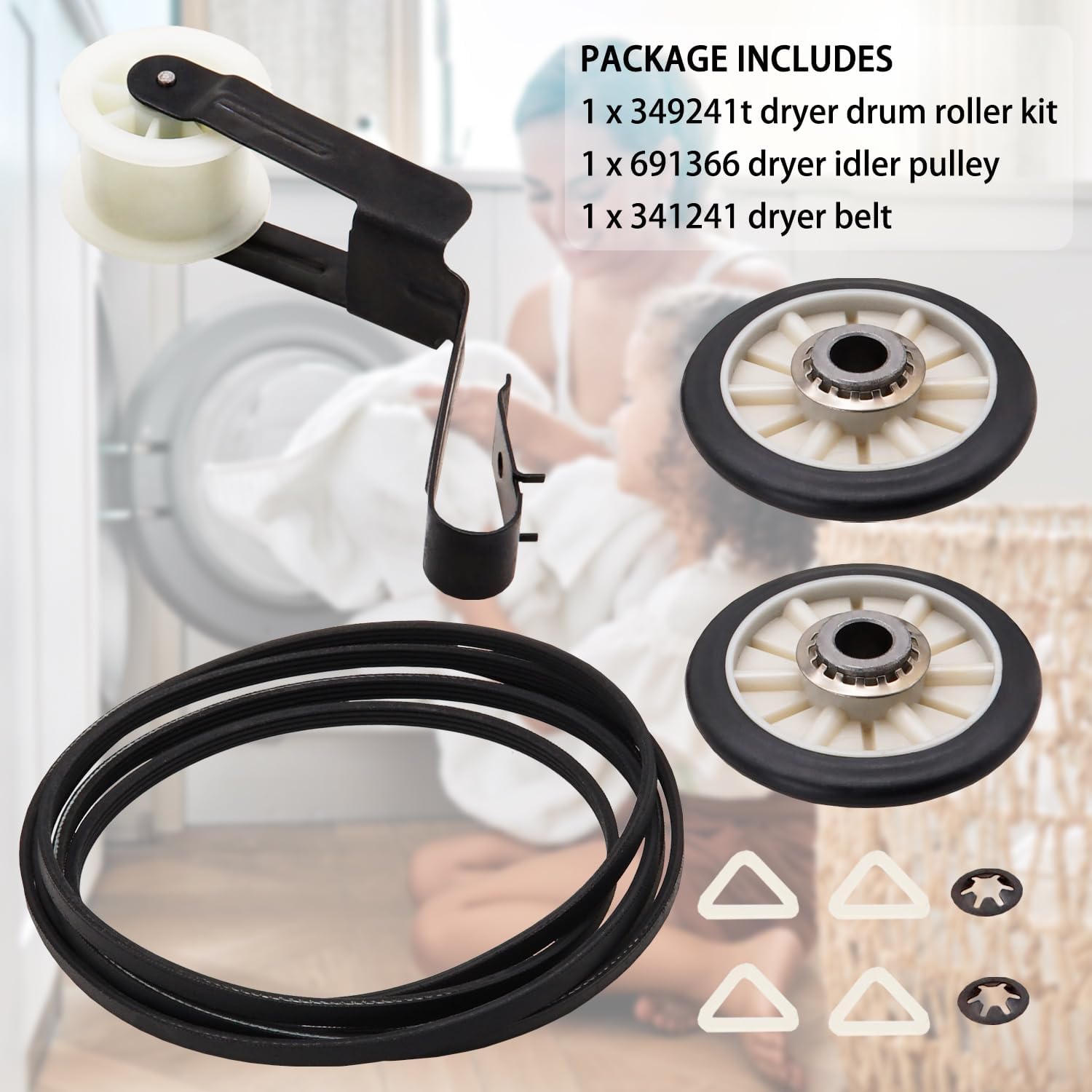 Thumbnail 1 de Siwdoy Dryer Repair Kit for Whirlpool with 341241 Belt and Drum Rollers