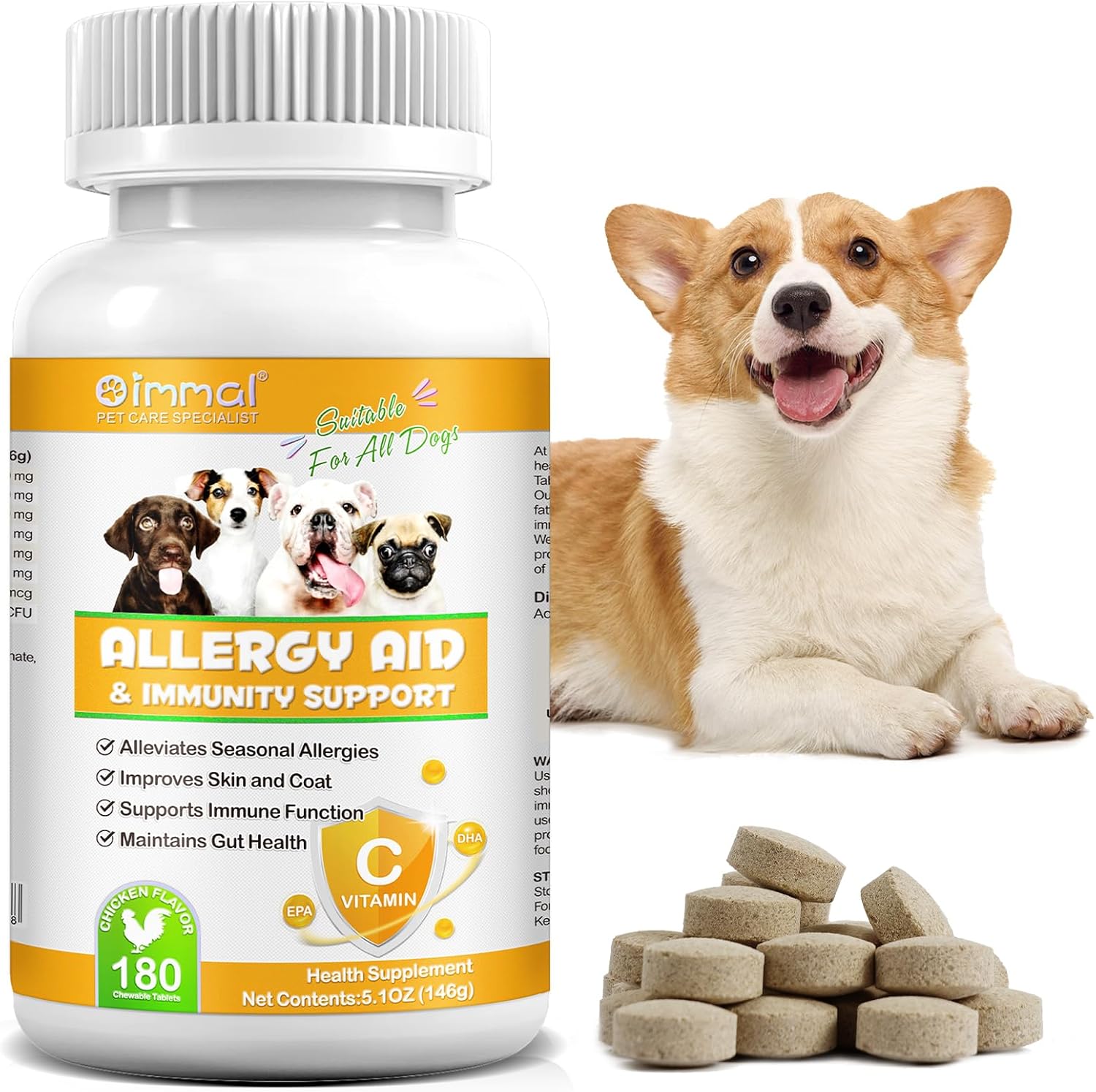 Detalle de Pastillas para alergias para perros 180 piezas