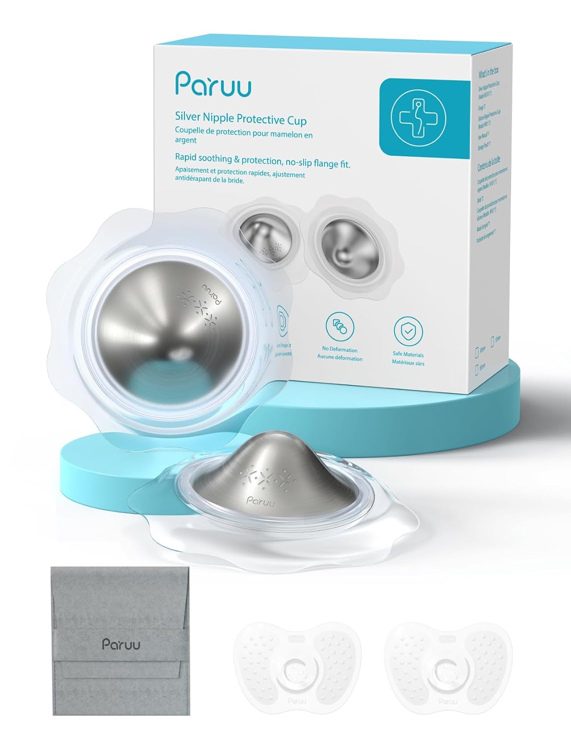 Detalle de Paruu NS100 Silver Nursing Cups with Soft Silicone Flange, 2.16in/55mm