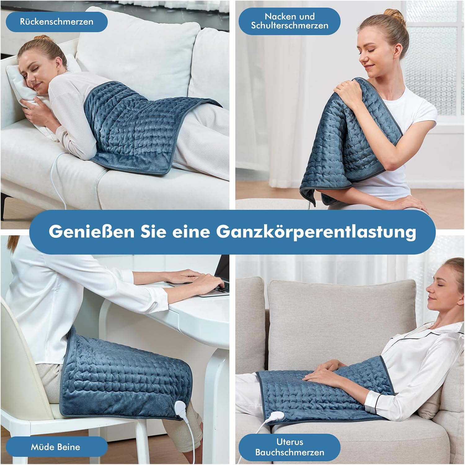 Detalle 2 de Mowend elektrisches Heizkissen (50 x 60 cm) mit Abschaltautomatik und 6 Heizstufen