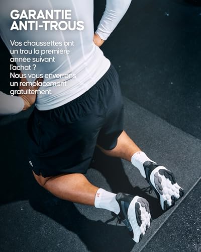 Detalle 2 de DANISH ENDURANCE Chaussettes de Running – Lot 3 ou 5, Noir/Gris (43-47)