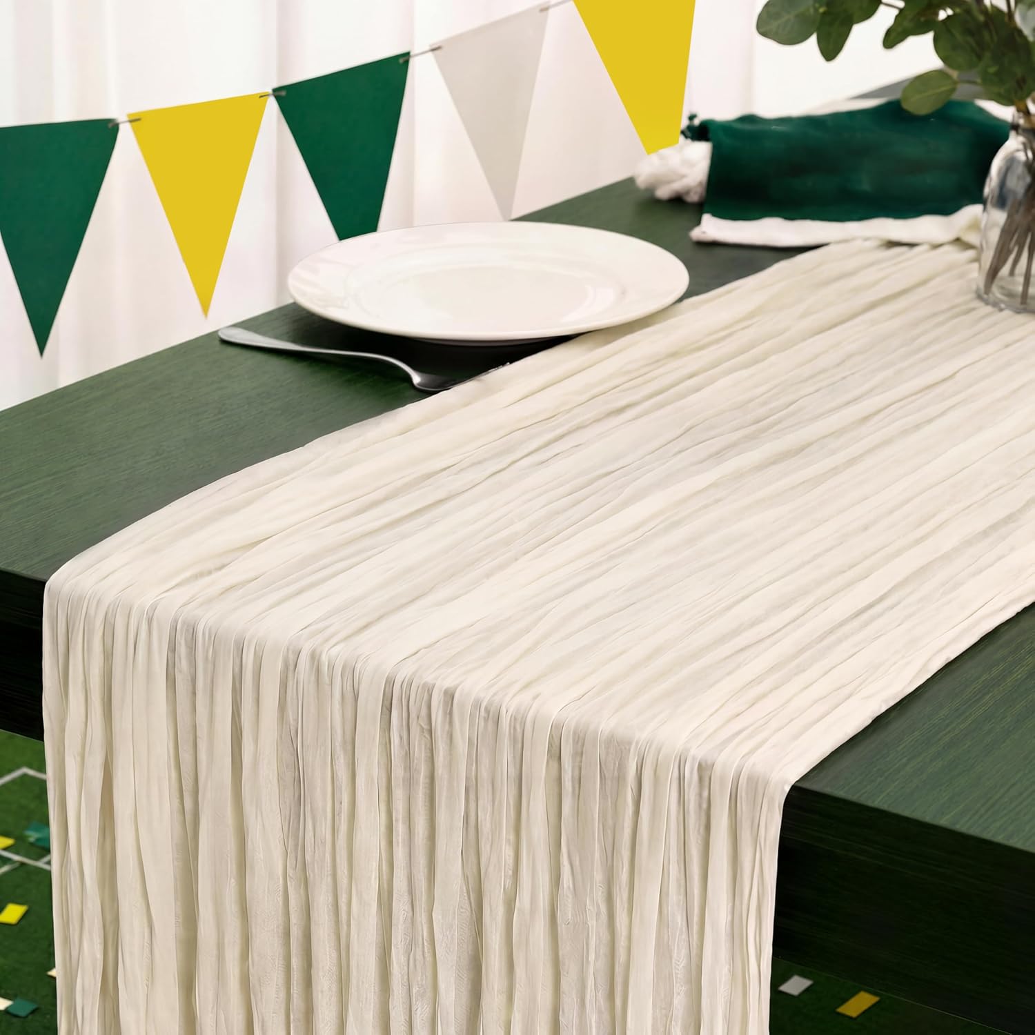 Detalle de 20 Pack Ivory White Gauze Cheesecloth Table Runner Set (120 Inch, 10 ft) for Weddings and Boho Decor