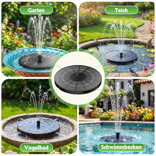 Thumbnail 6 de AISITIN Solarbrunnen für Draussen mit 4 Sprüh Effekten und 4 Stützstäben – solarbetrieben, 3,8 W Modul