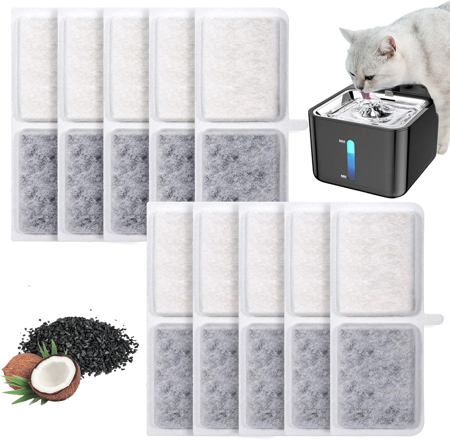 Thumbnail 2 de 16Pcs cat water fountain filters set with activated carbon & foam (replacement for Petlibro fountains)