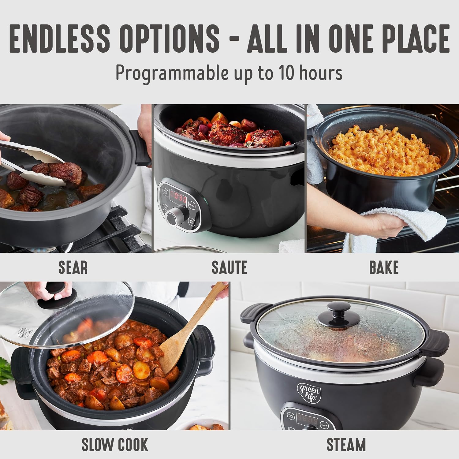 Thumbnail 3 de GreenLife 6QT Slow Cooker PFAS-Free Ceramic Crock 🍲