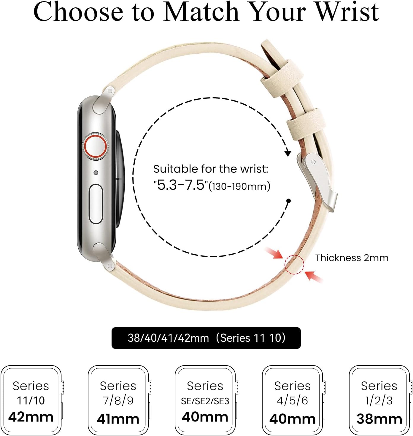 Detalle 2 de SUNFWR Leather Strap for Apple Watch 42mm