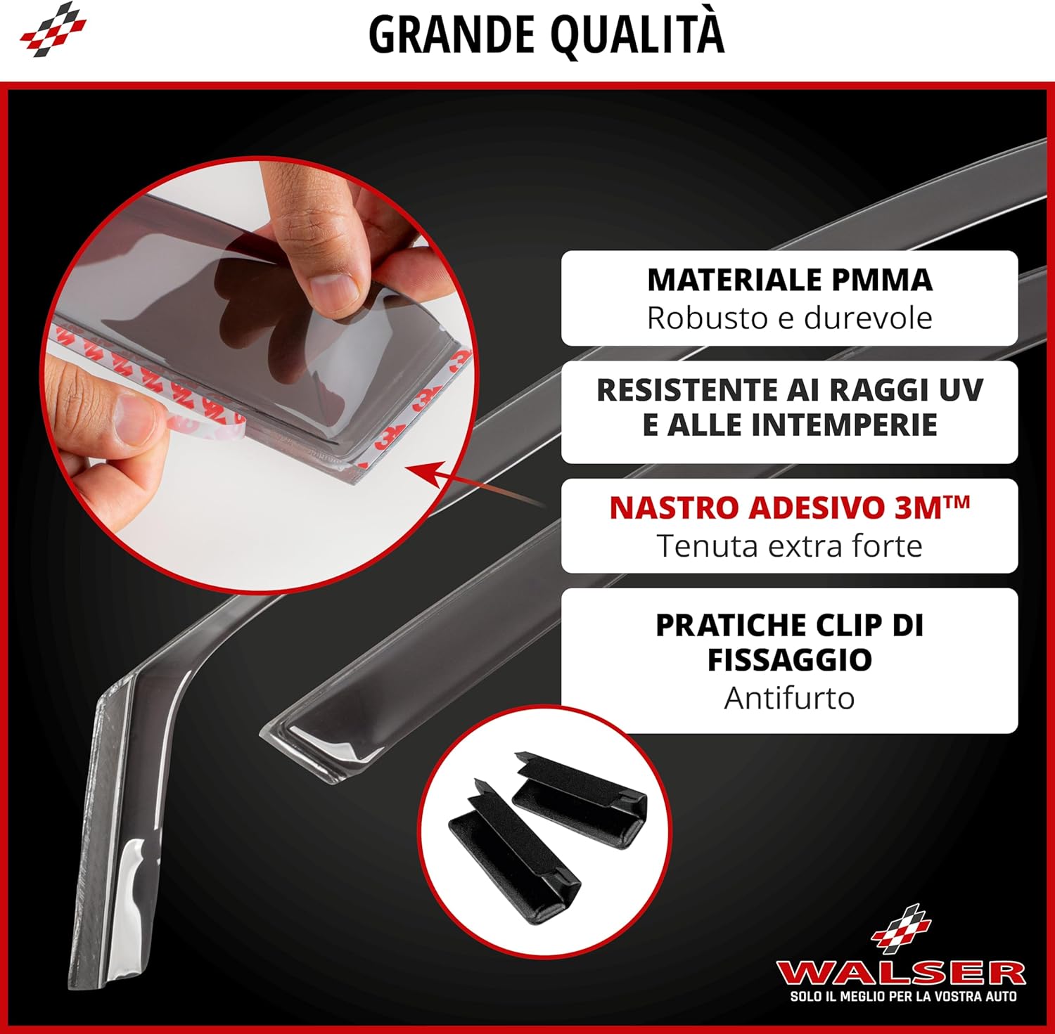 Detalle de WALSER Deflettore del vento per Hyundai Kona (06/2017-04/2023) – protezione e comfort su misura