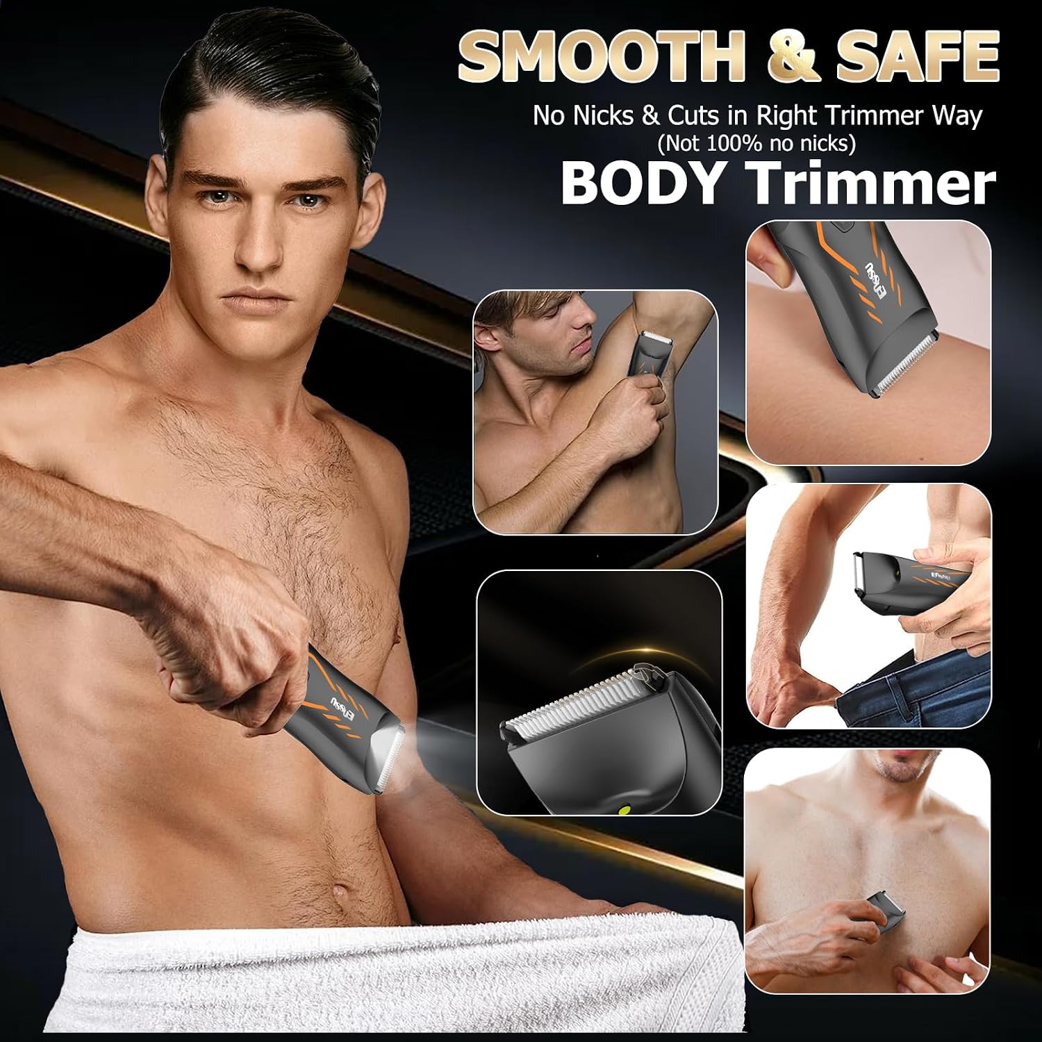 Detalle 2 de ENSSU Manscape Body Hair Trimmer for Men: Safe, cordless groin grooming with light and dock