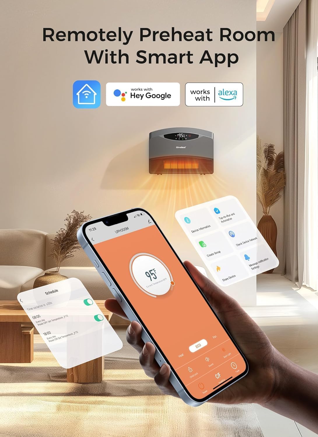 Thumbnail 2 de GiveBest UPH300M Smart Wall Heater, 1500W with Wi-Fi and Remote Control