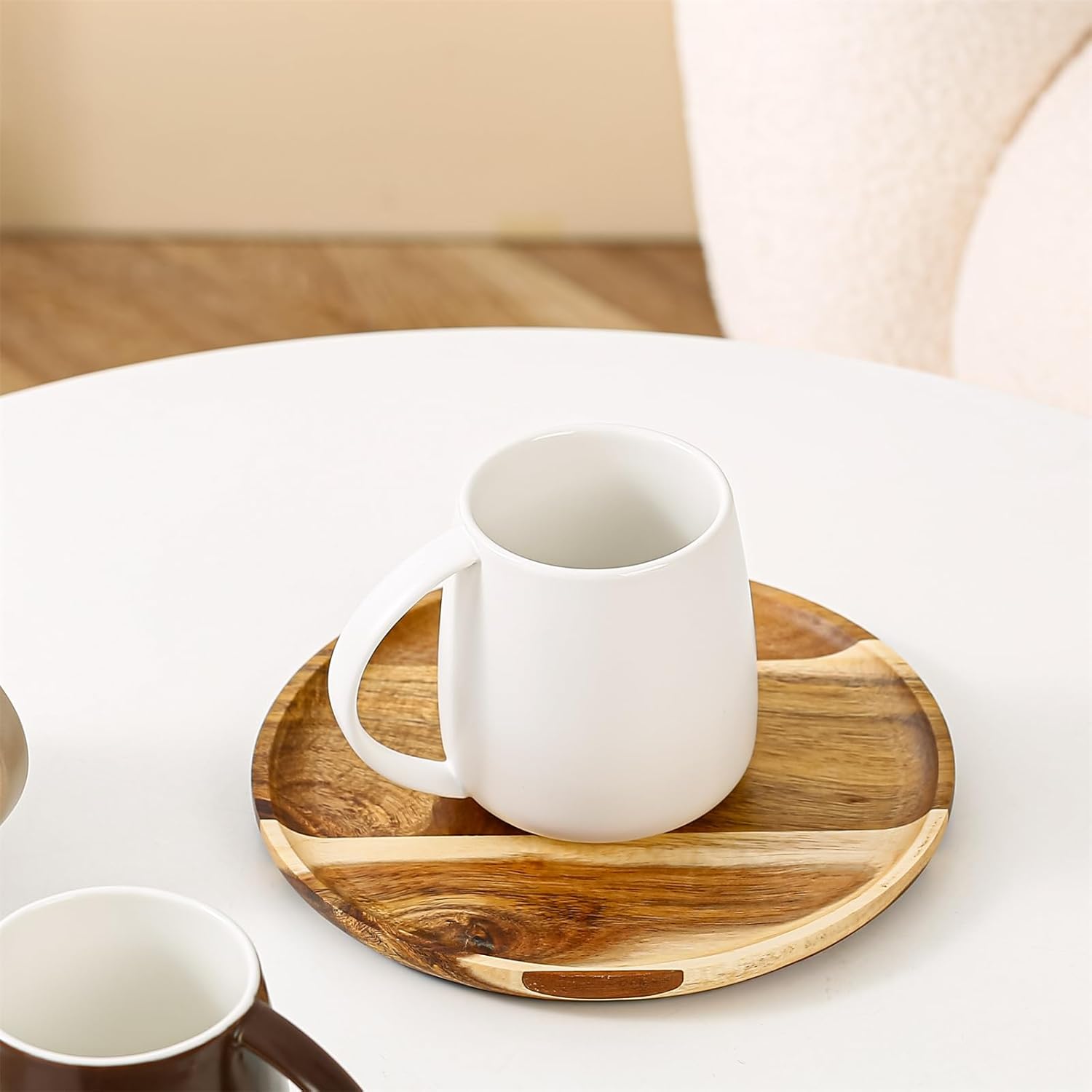 Detalle 2 de TREEWOO Classic Large Capacity Ceramic Belly Mug 380ml/13oz – Nordic Matte Finish, White Interior