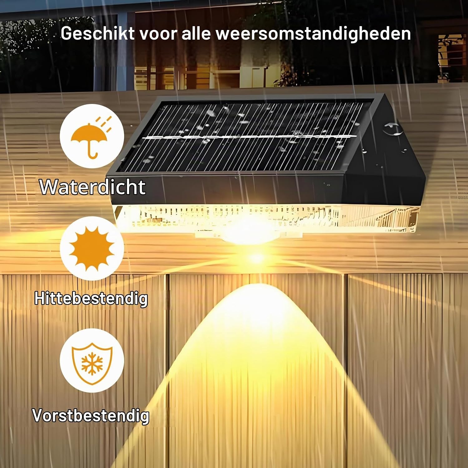 Detalle de Anmossi 2406A-S16 solar tuinverlichting, 12 stuks, warmwit en IP44