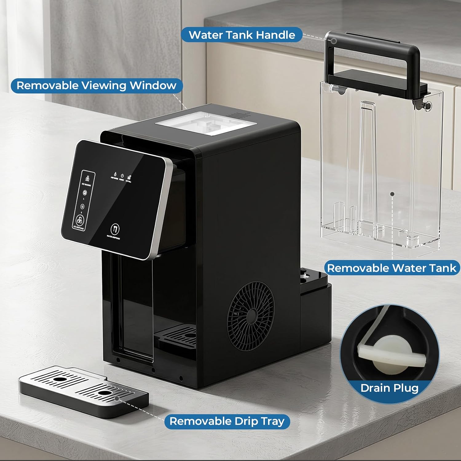 Thumbnail 5 de Antarctic Star HZBY-12 Countertop Ice Maker and Cold Water Dispenser, 2 Ice Sizes