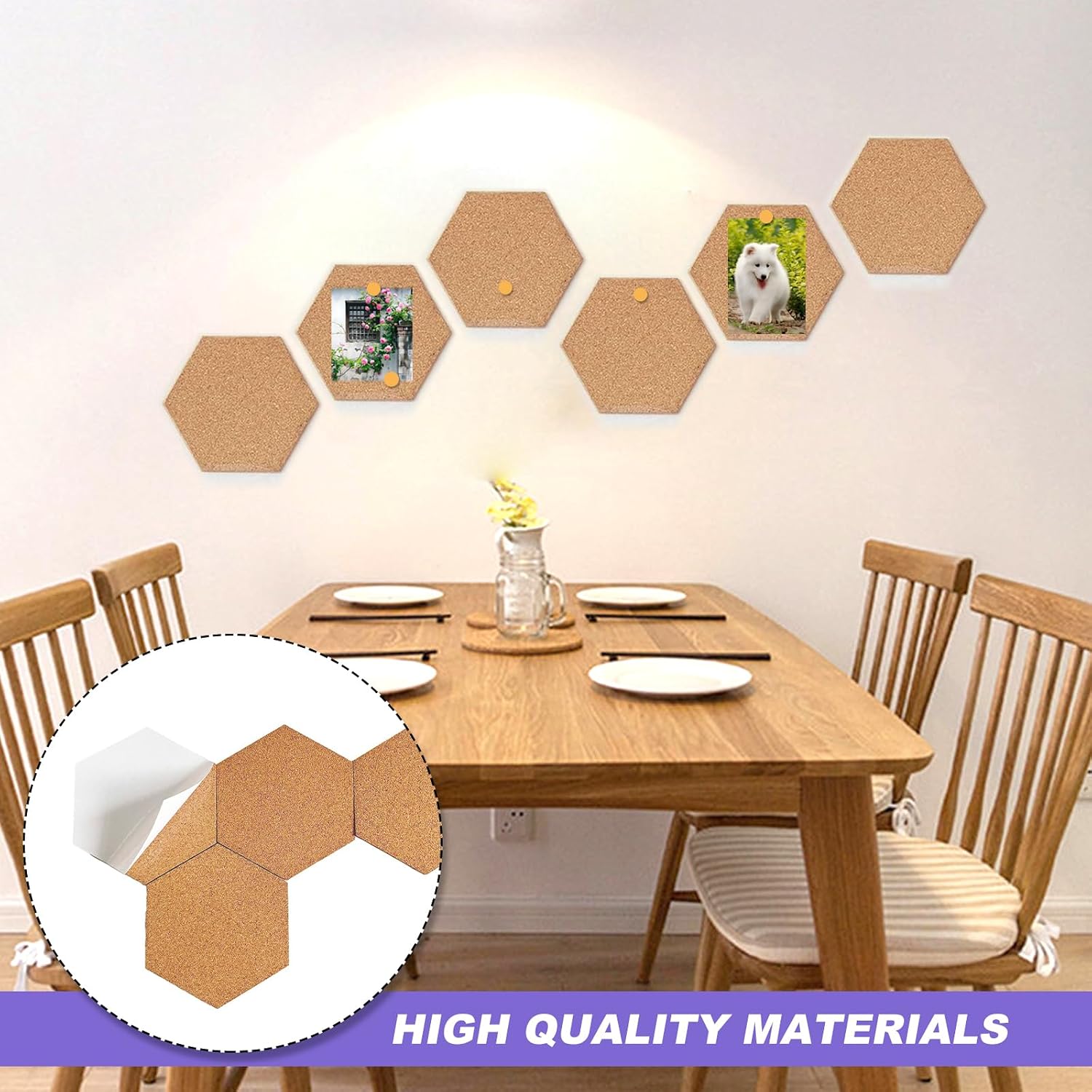 Thumbnail 6 de Pinnwand Kork Selbstklebend – 6 Stück Sechseckige Korkplatten für Wandmontage