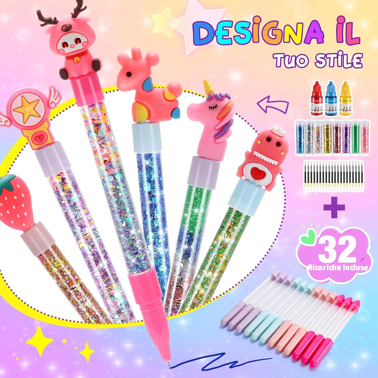 Thumbnail 1 de HappyKidsClub Kit bolígrafos 66 piezas para niña