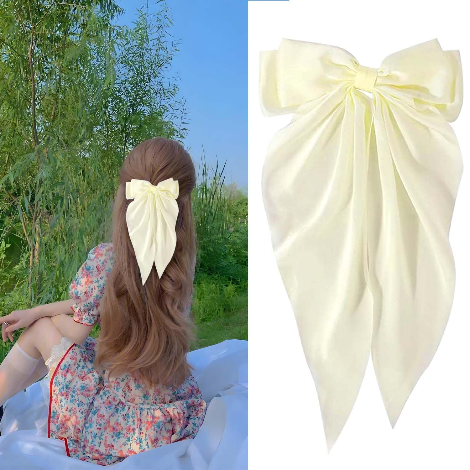 Haarspange mit Schleife 35 cm Cremeweiß