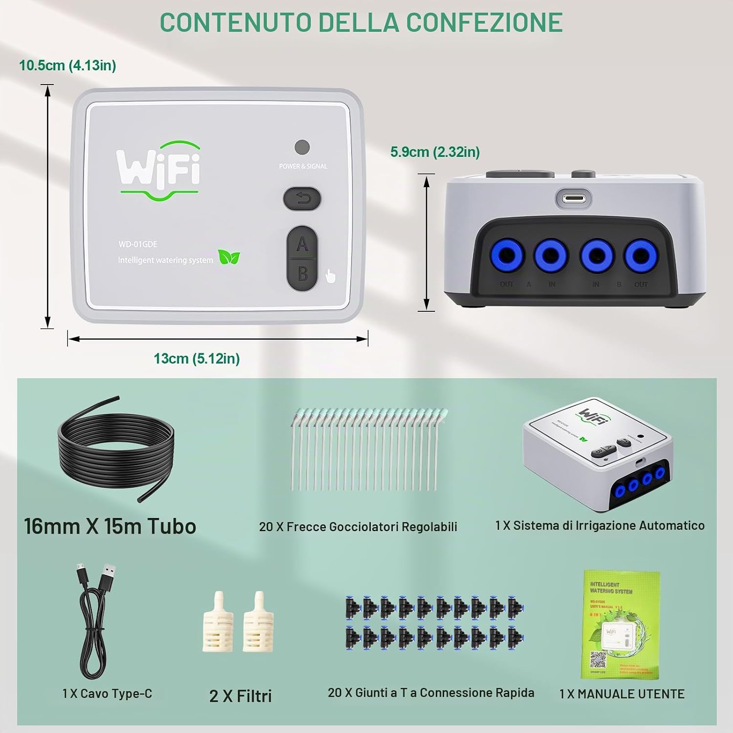 Thumbnail 6 de Sistema di irrigazione automatico a doppio canale con controllo remoto via app per 20 piante in vaso