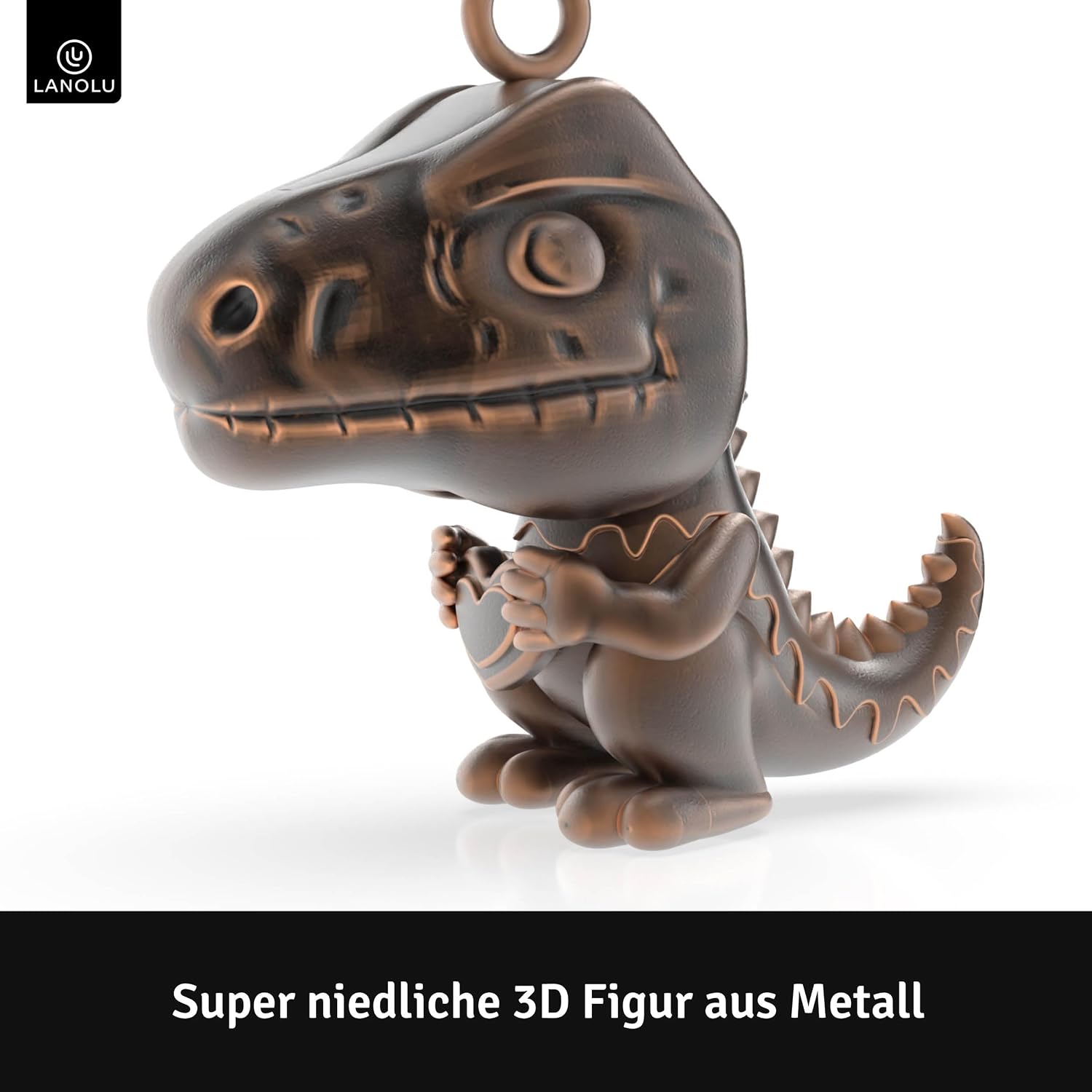 Detalle de LANOLU Schlüsselanhänger „Dinosaurier Mini-Rex“ als Glücksbringer für Paare und beste Freunde