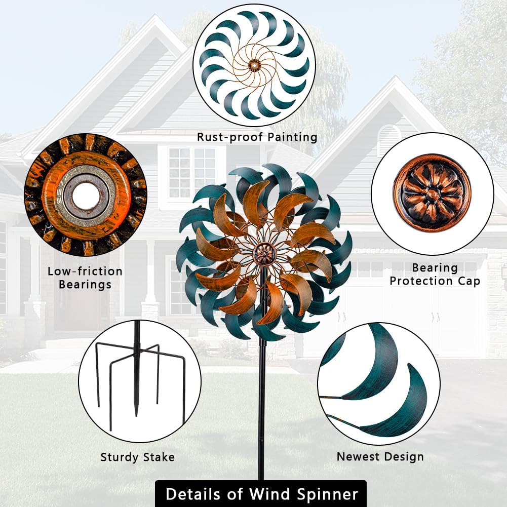 Thumbnail 4 de Stargarden 13" Kinetic Garden Wind Spinners (4-Layer Windmills) Outdoor Lawn Décor