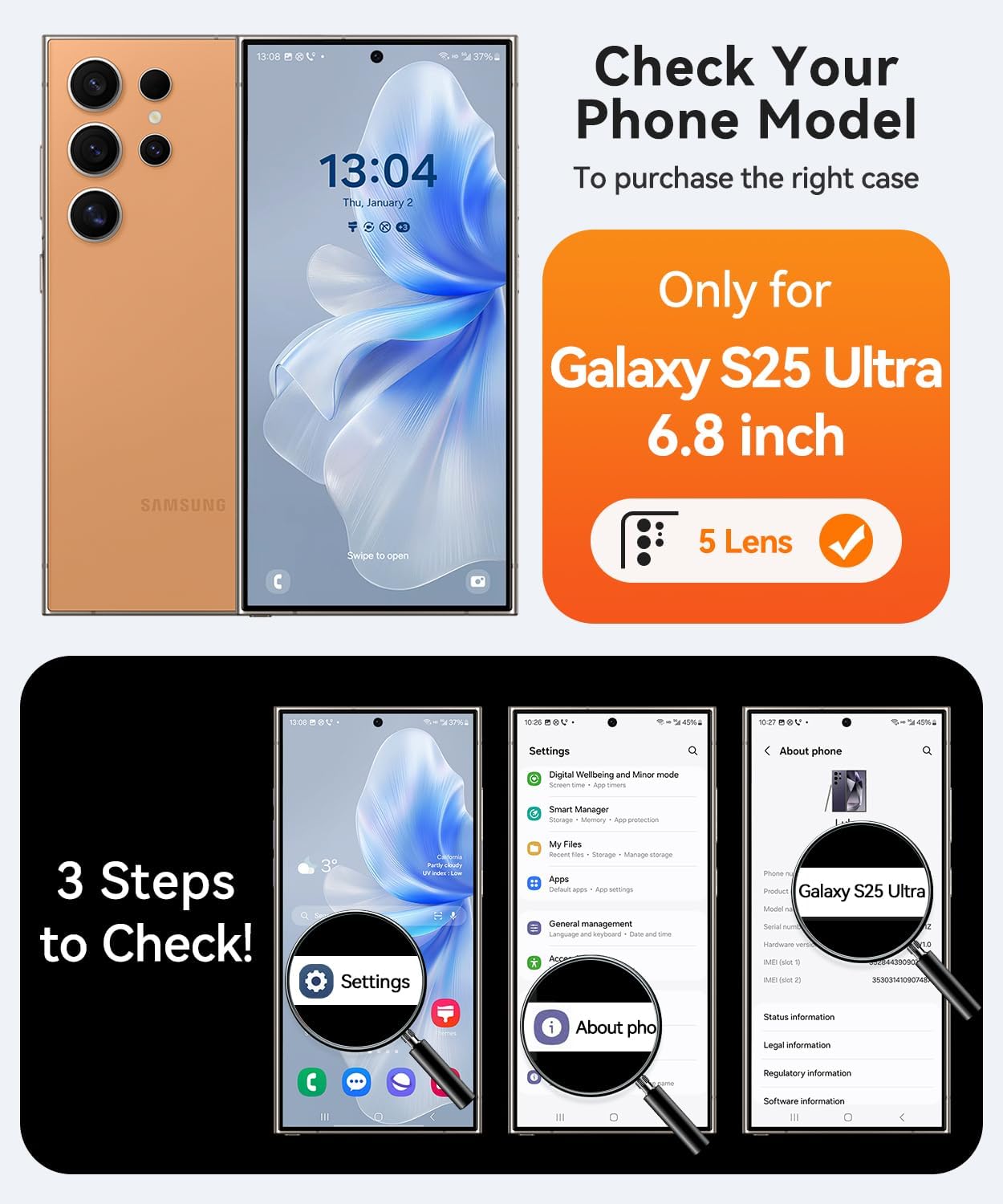 Thumbnail 1 de Coque Magnétique CANSHN pour Samsung Galaxy S25 Ultra 6,9" – Béquille en métal et protection caméra renforcée