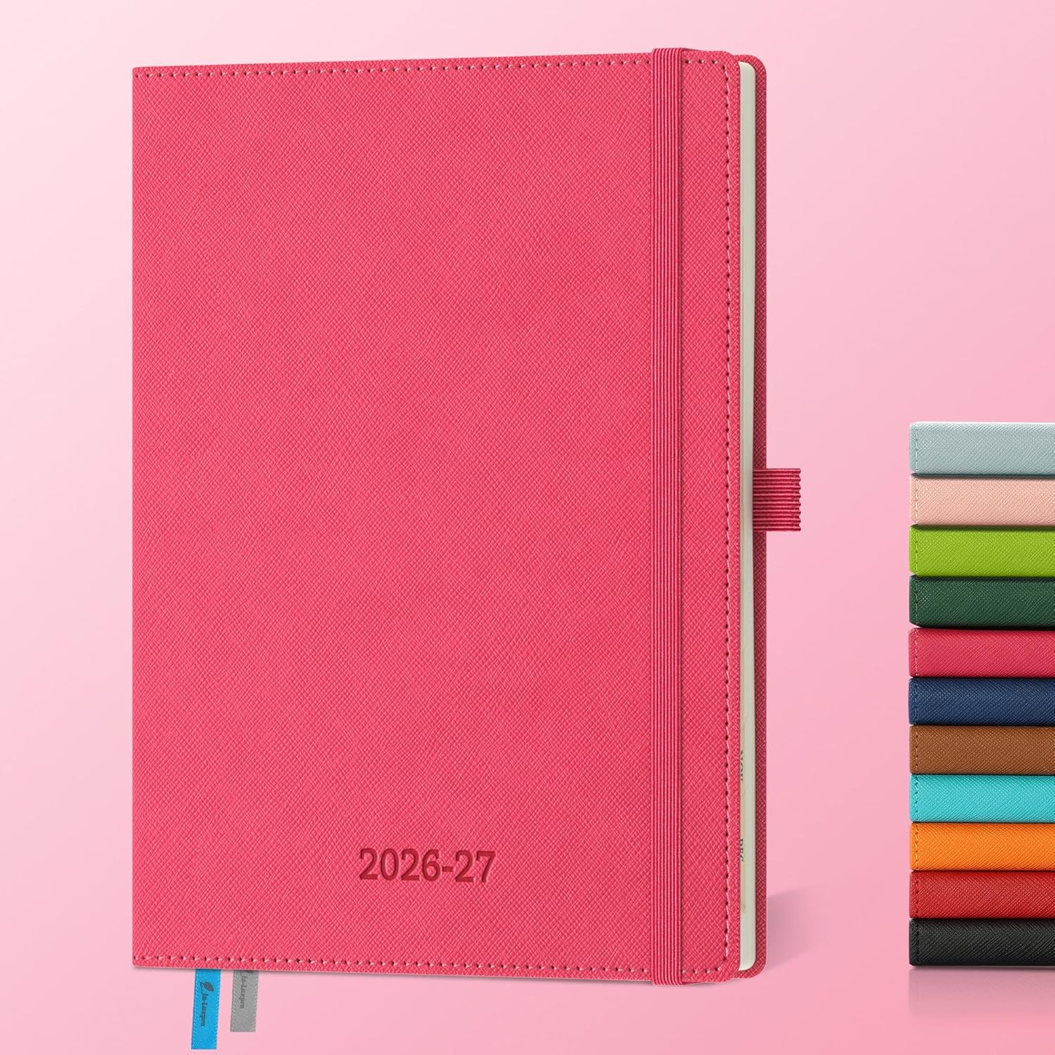 Detalle de IN-LUXPRO Academic Diary 2026-2027: A5 Week to View, Rose Red PU Leather