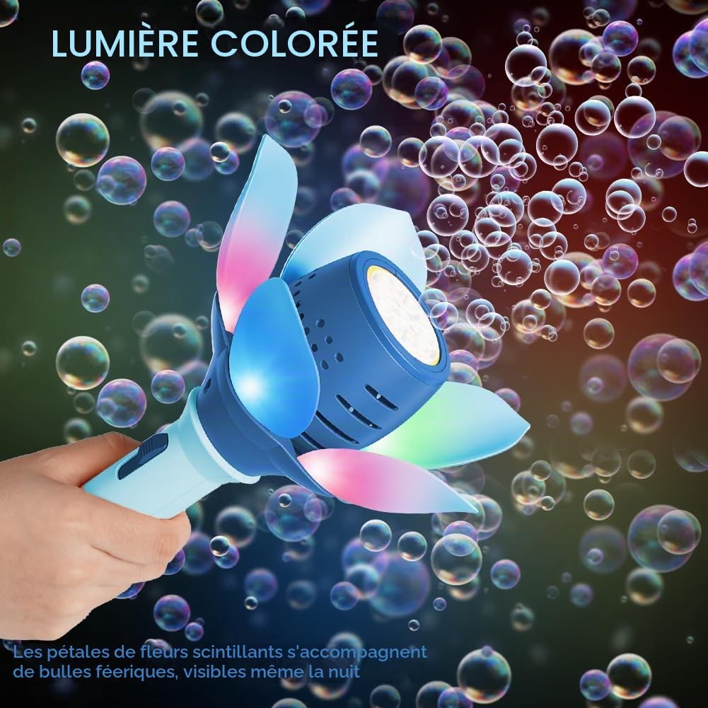 Detalle 2 de AUAUY elektrische bellenblaas in lotusbloemvorm, blauw, led, 10 uitgangen