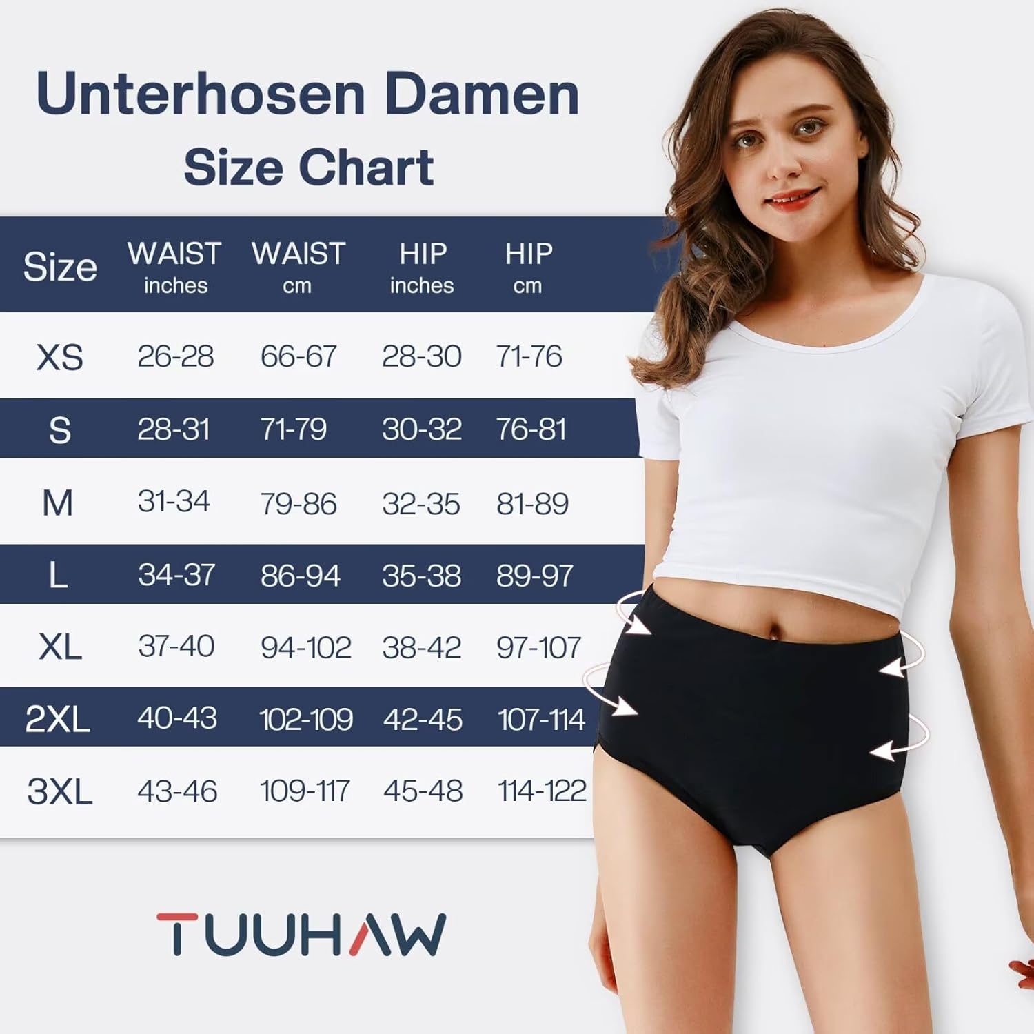 Detalle 2 de TUUHAW Damen Unterhosen im 5er-Pack – Slip aus Baumwolle mit hoher Taille