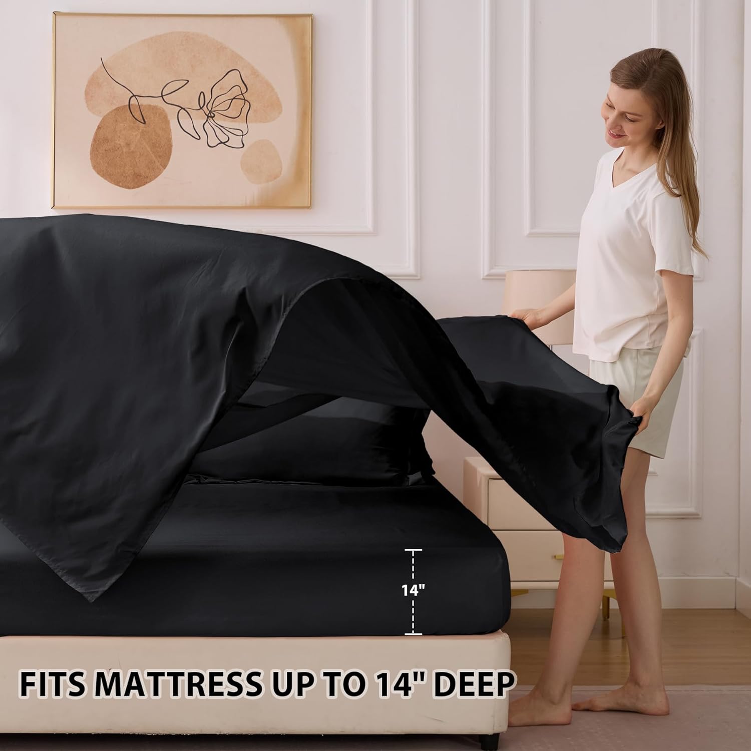 Thumbnail 6 de Velorose Queen Comforter Set Black – 7-Piece Bed in a Bag for All Seasons