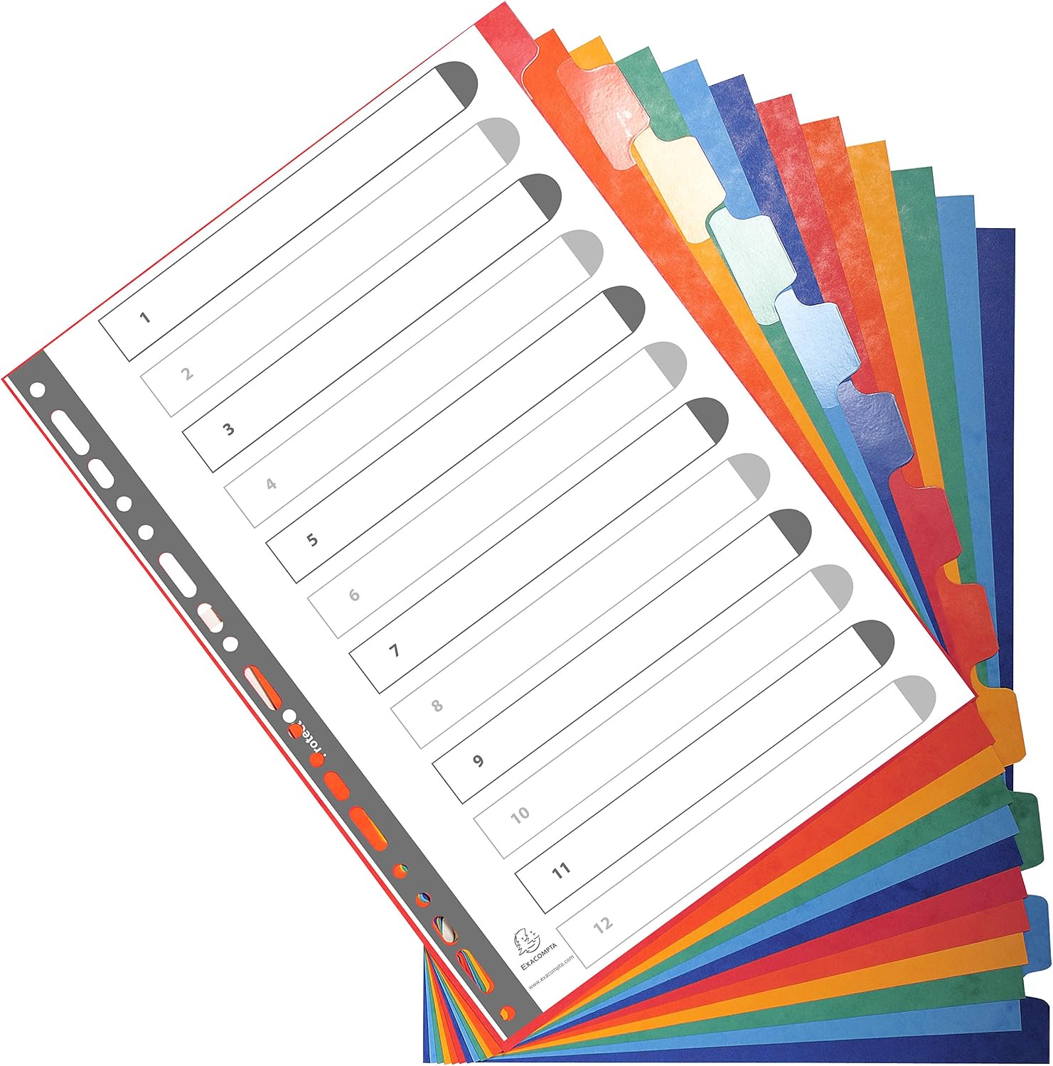 Thumbnail 1 de Exacompta 2212E – Intercalaires en carte lustrée 225 g/m² FSC, 12 onglets colorés et renforcés (A4)