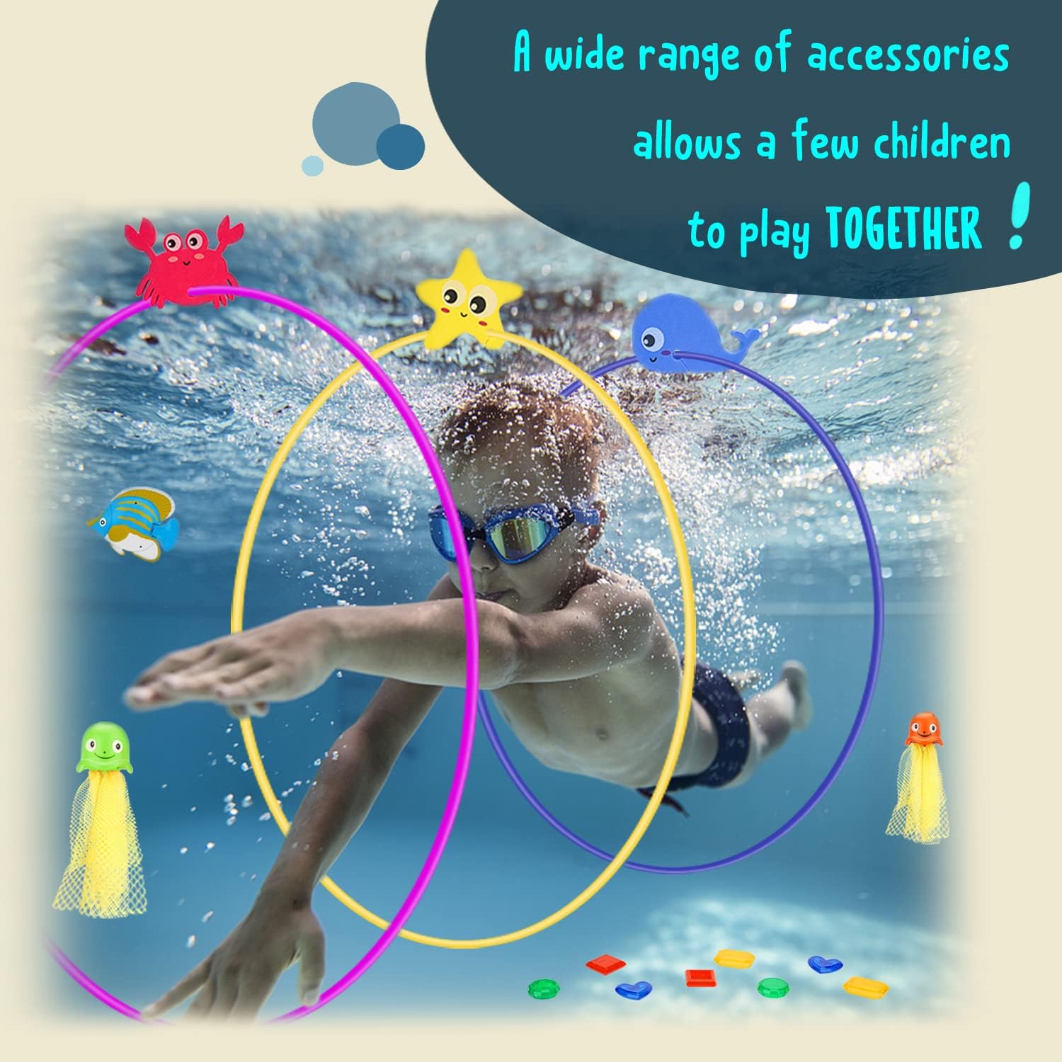 Thumbnail 4 de DAUXONE Diving Toys Set (27 Pieces) for Kids 3–12 with Swim-Thru Rings, Dive Sticks & Dive Characters