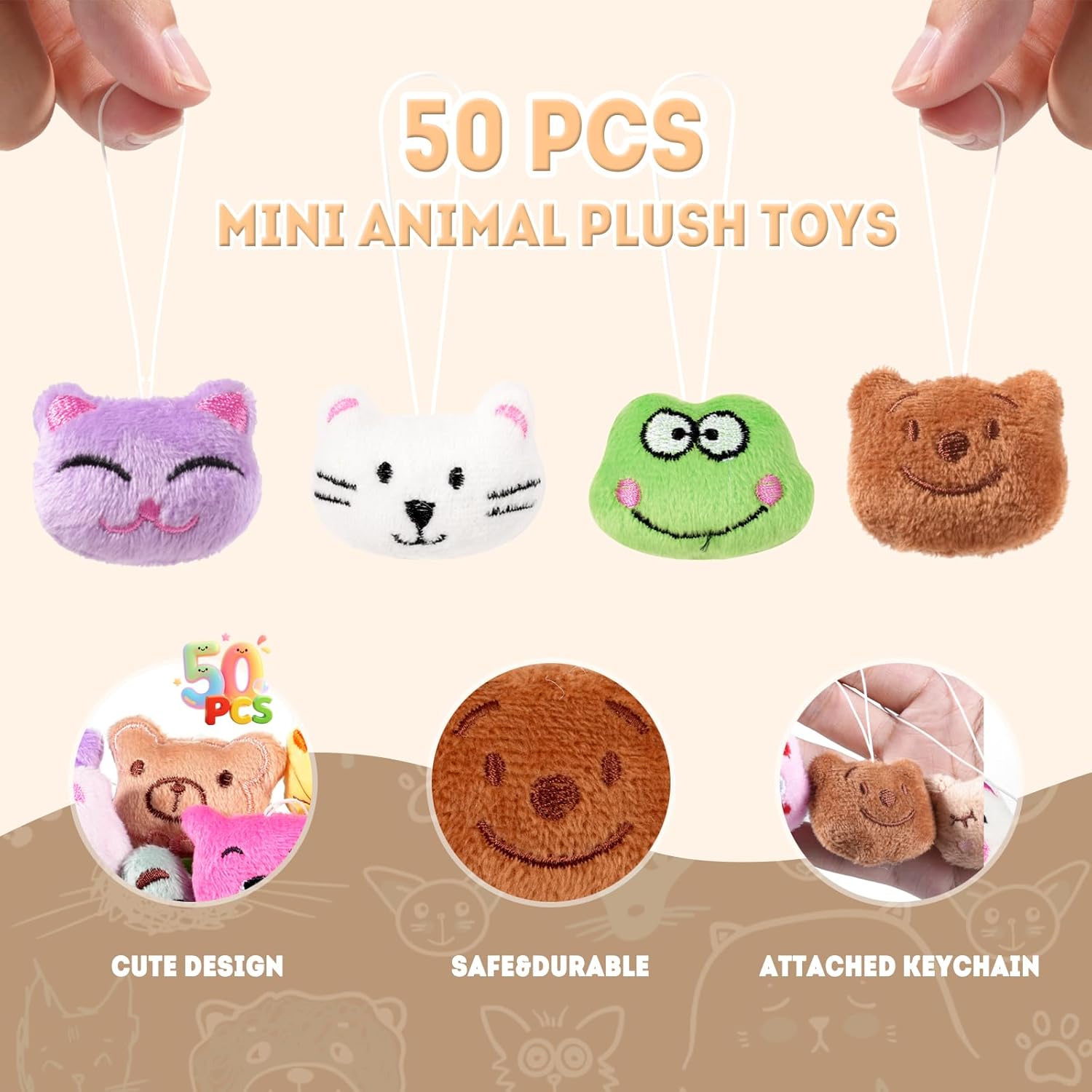 Thumbnail 1 de VISATOR 50er Set Schlüsselanhänger Kuscheltier (Mini-Plüschtiere) als Mitgebsel für Claw-Maschinen & Kinderfeiern