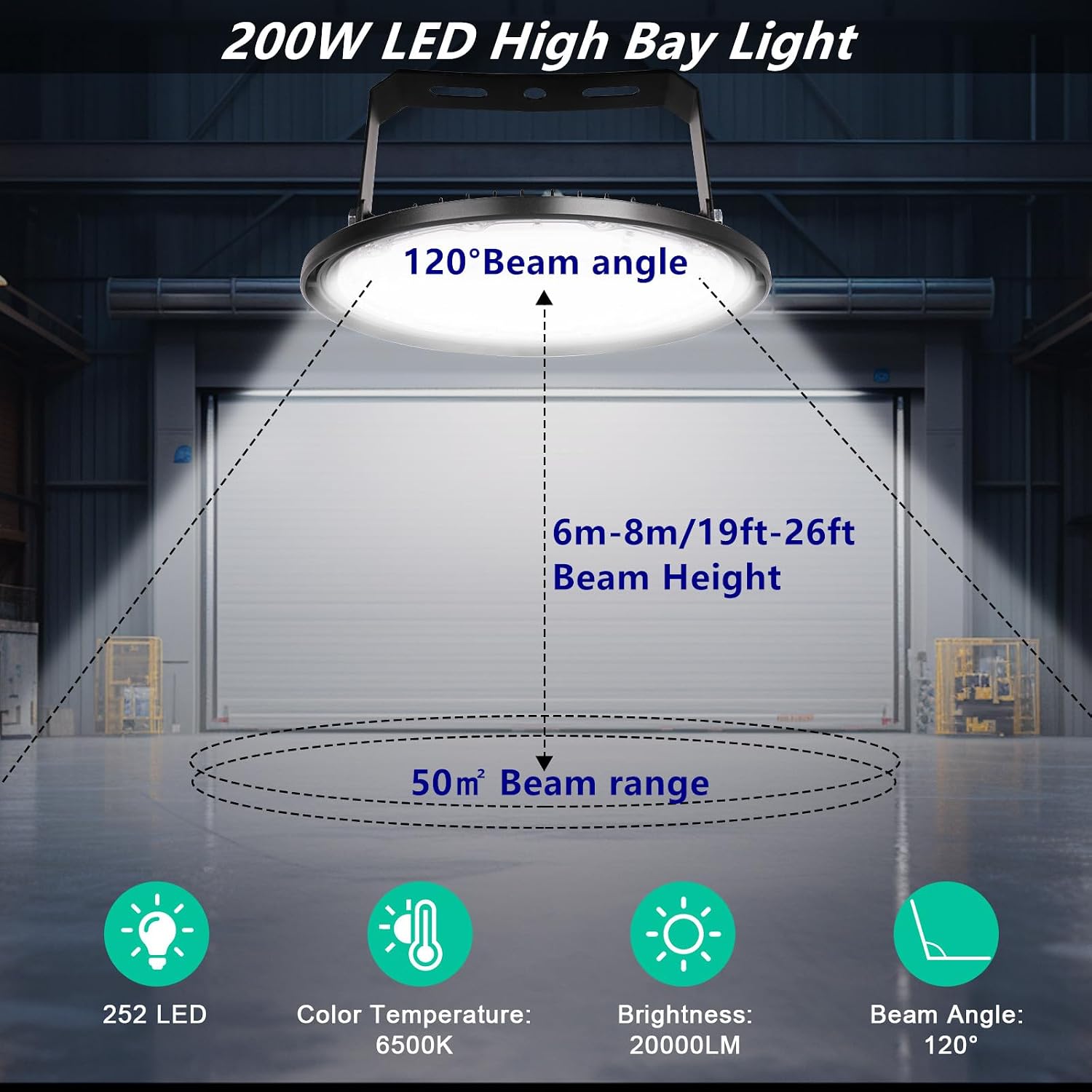 Thumbnail 3 de JBdusn ZJ-UFO 200W LED UFO High Bay Lights, 6500K, 5 Pack