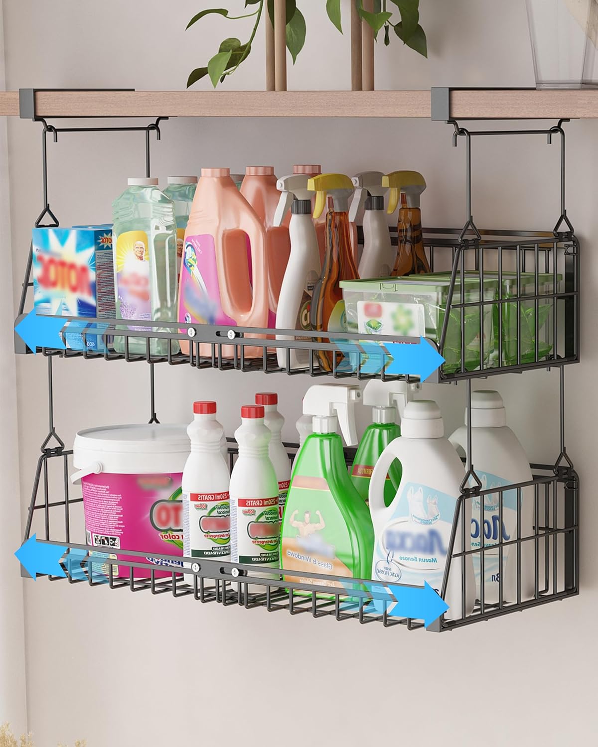 Thumbnail 6 de Ornestia 2-Tier Hanging Laundry Room Organizer (extendable under-shelf baskets) – white