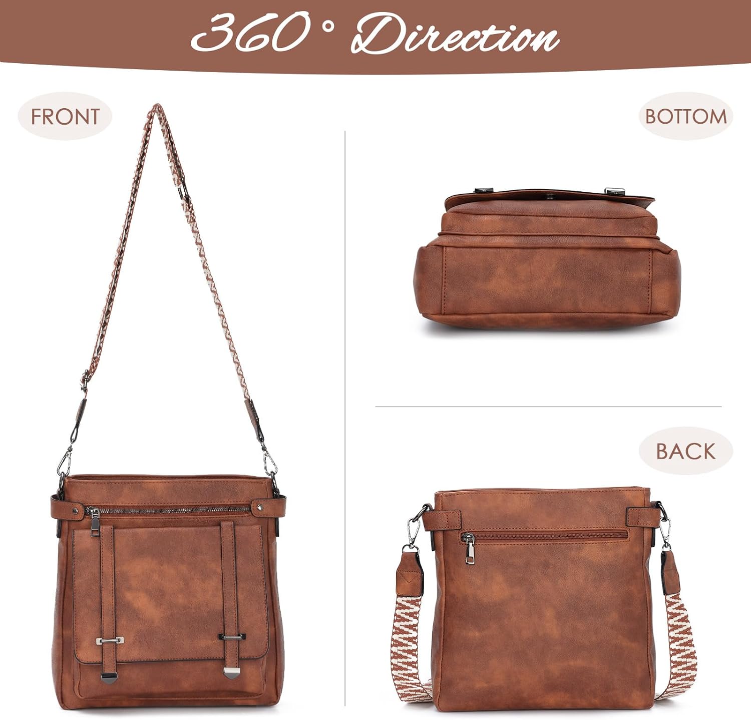 Detalle de EVEOUT Faux Leather Crossbody Bag with Wide Strap