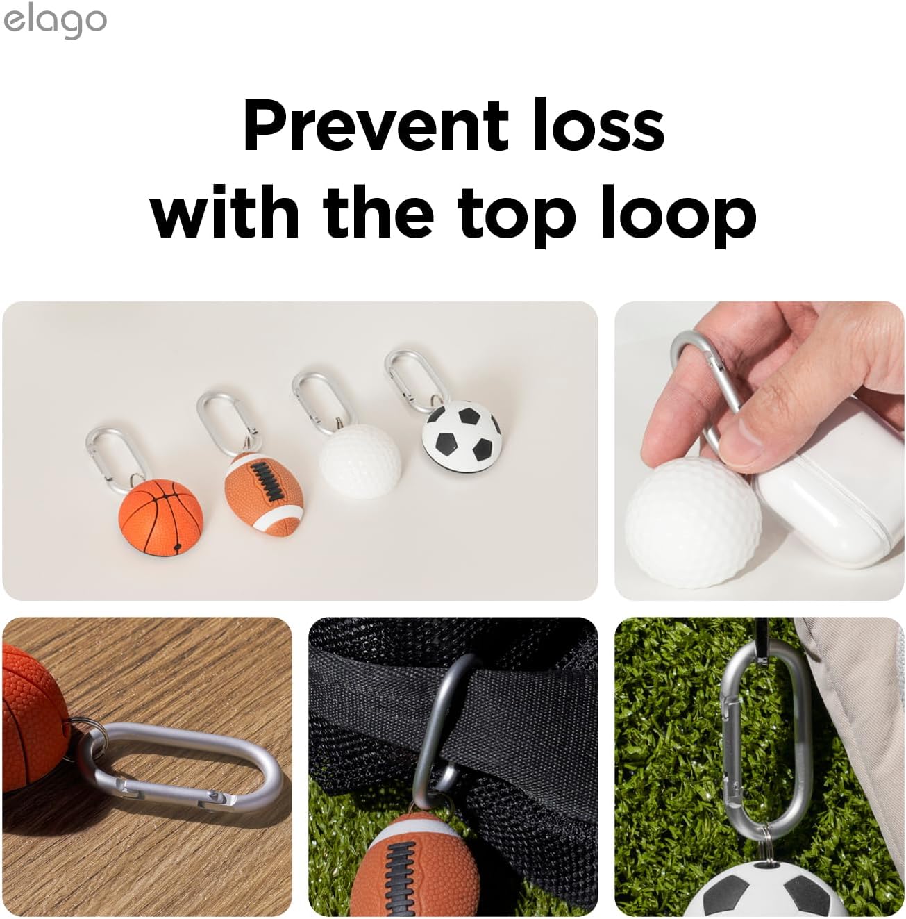 Thumbnail 2 de elago Coque Série Ball en silicone pour Apple AirTag (2e et 1re génération) – étui porte-clés antichoc