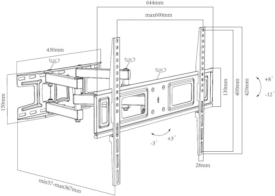 Thumbnail 6 de TV BRACKET GUYS Double Arm Full Motion TV Wall Mount (32–65 inch, VESA 100x100 to 600x400)