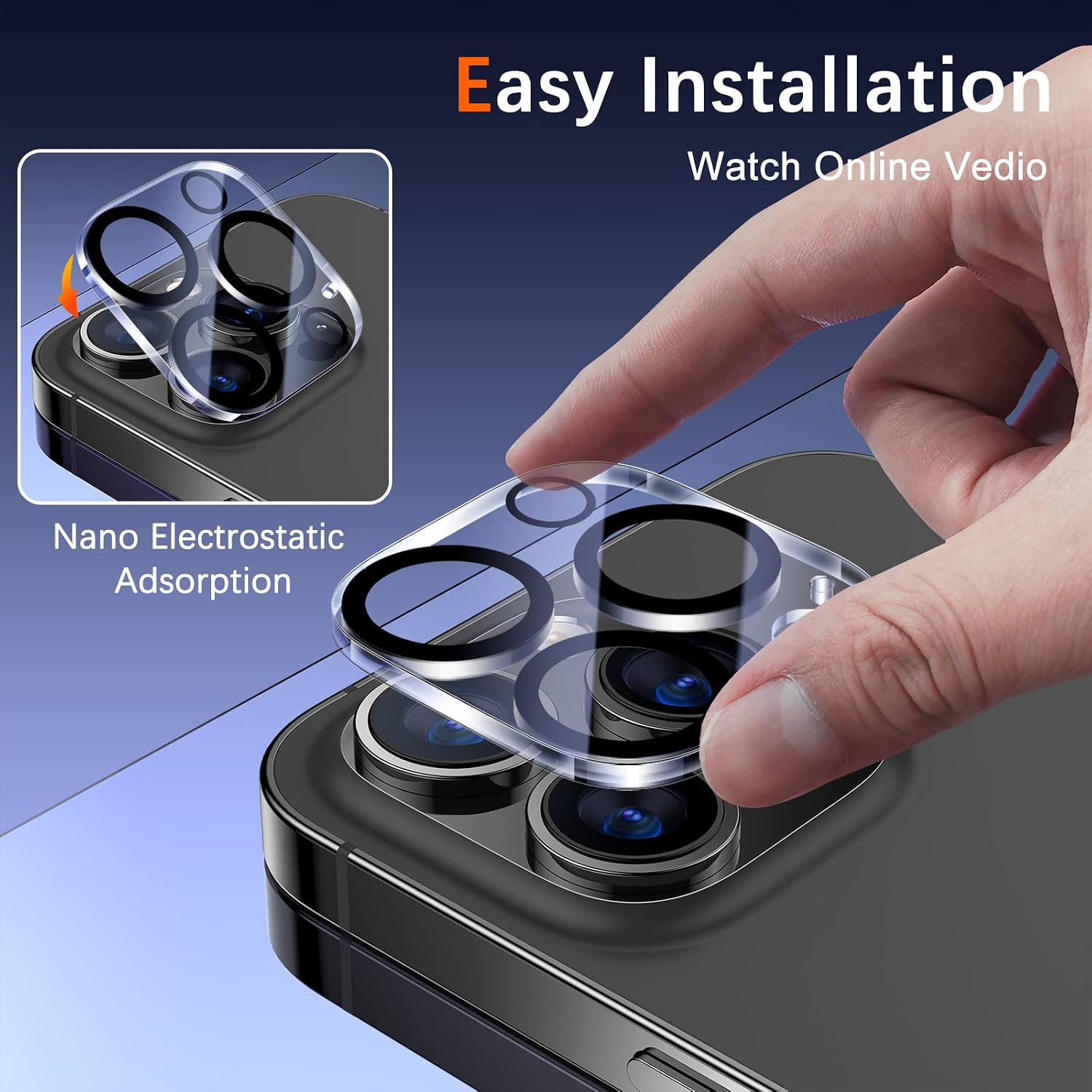 Detalle 2 de UniqueMe Clear Camera Lens Protector for iPhone 13 Pro and 13 Pro Max, 3-Pack