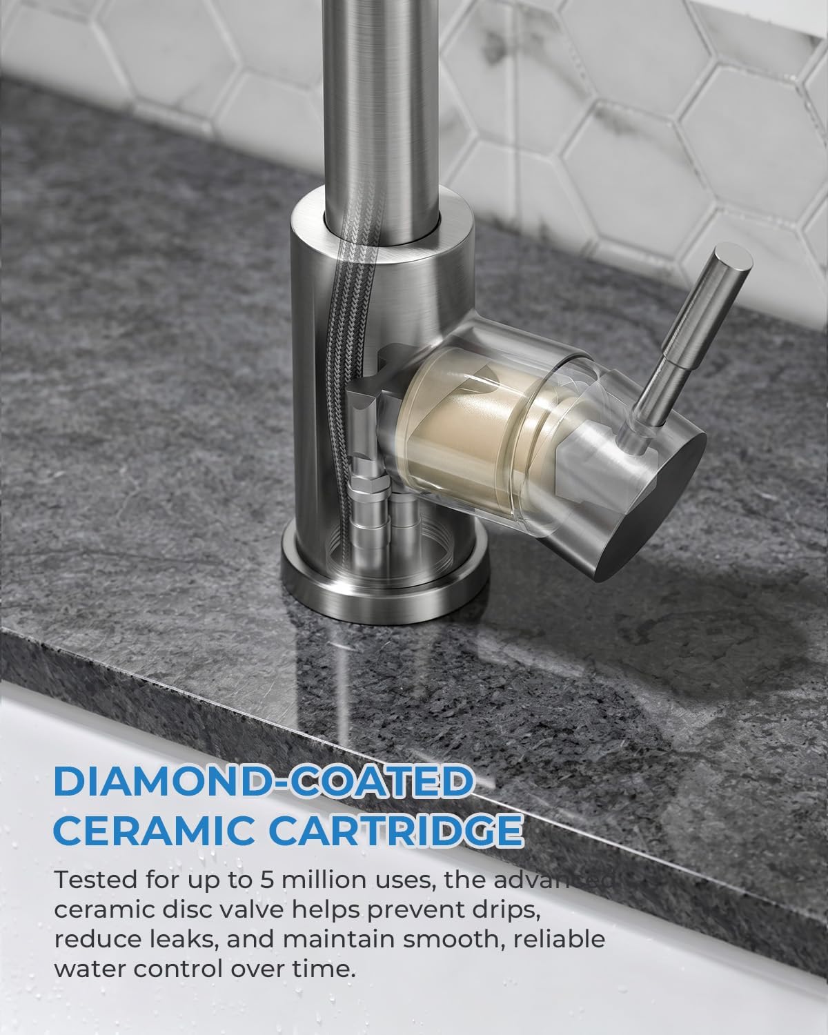 Detalle de VFAUOSIT 06STV Kitchen Faucet with Pull-Down Sprayer, Brushed Nickel