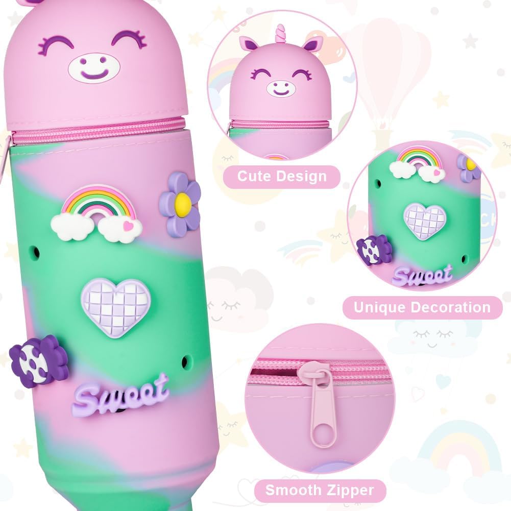 Detalle de Vicloon Astuccio telescopico in silicone 2 in 1 con cerniera, unicorno