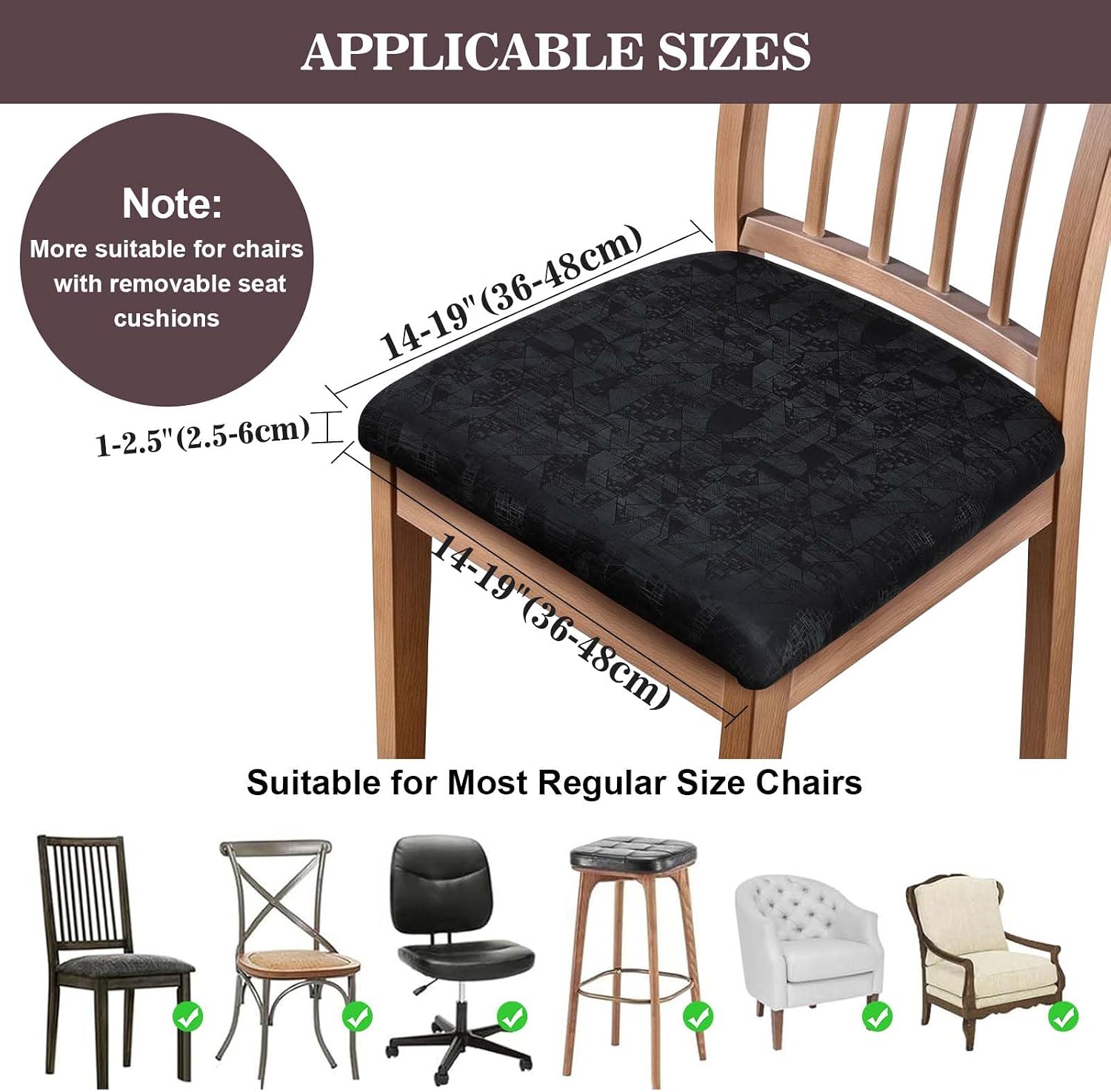 Thumbnail 4 de Alishomtll Dining Chair Covers, Set of 6 Faux Leather PU Slipcovers with Buckles – Black